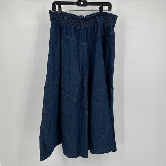Chaus Sport Dresses & Skirts - Womens Vintage Minimalist Maxi Denim Skirt Size 16 Modest Smocked Waist Blue